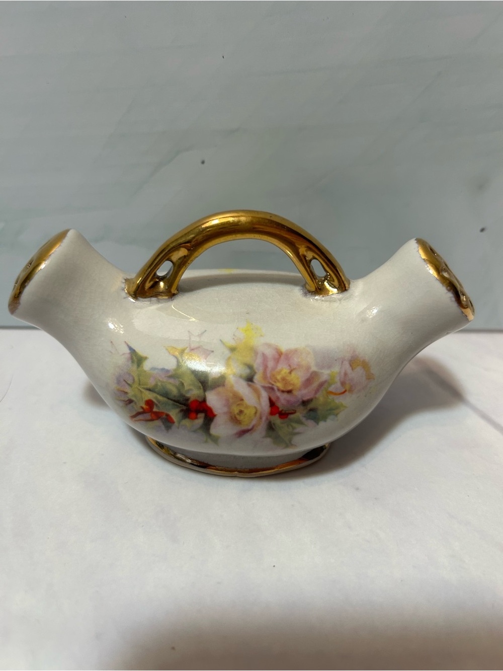 Porcelain Floral Salt And Pepper Shaker With Gold Trim